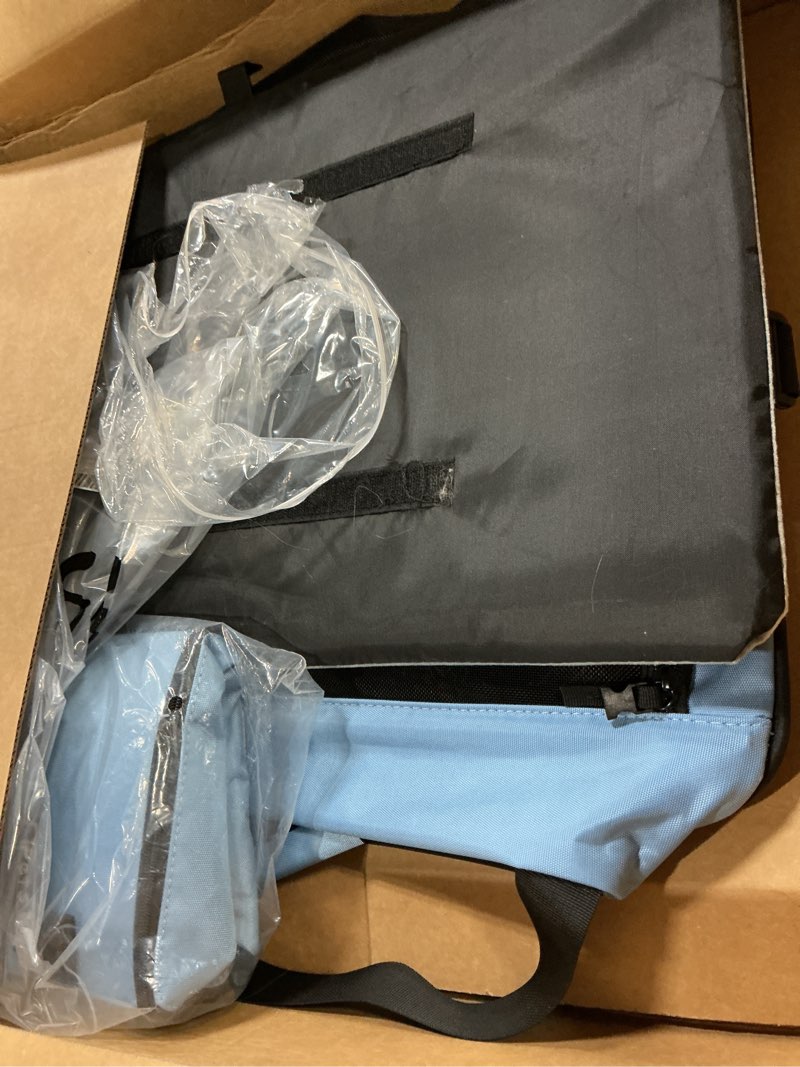 Condition photo showing As Is for petskd 26"x17"x17" extra large cat carrier with litter box for large cat or 2 small cats under 55lbs, collapsible soft sided pet carrier for car travel with seat belt buckles and locking zippers(blue)