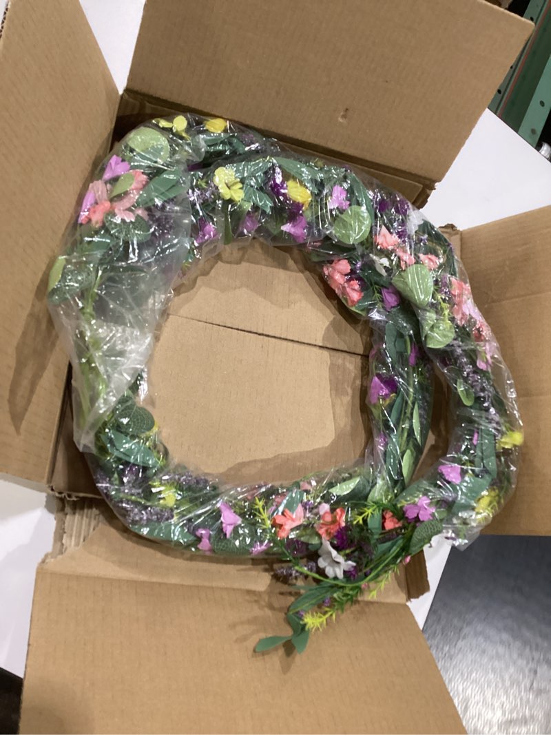 Condition photo showing New/Like New for 6.5FT Wildflower Daisy Garland Flower Garland with Daisy Lavender Faux Floral Vine for Mantle Baby Shower Wedding Arch Front Door Porch Staircase Summer Spring Easter Decor (1 Pcs) Multicolored
