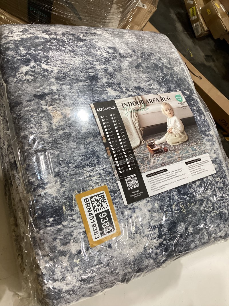 Condition photo showing New/Like New for witshock 10x12 area rugs for living room: machine washable - non slip modern abstract rug for bedroom under dining - stain resistant for household - pet owners (blue) 10' x 12' (rectangular) blue/white