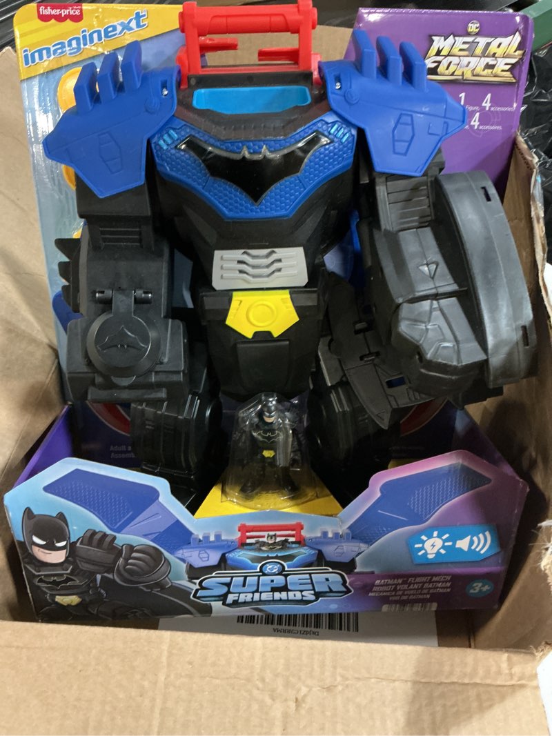Condition photo showing Good Condition for fisher-price imaginext dc super friends, batman flight mech with lights, sounds motion & 3-inch action figure, 14.5-inch toy includes launcher & discs