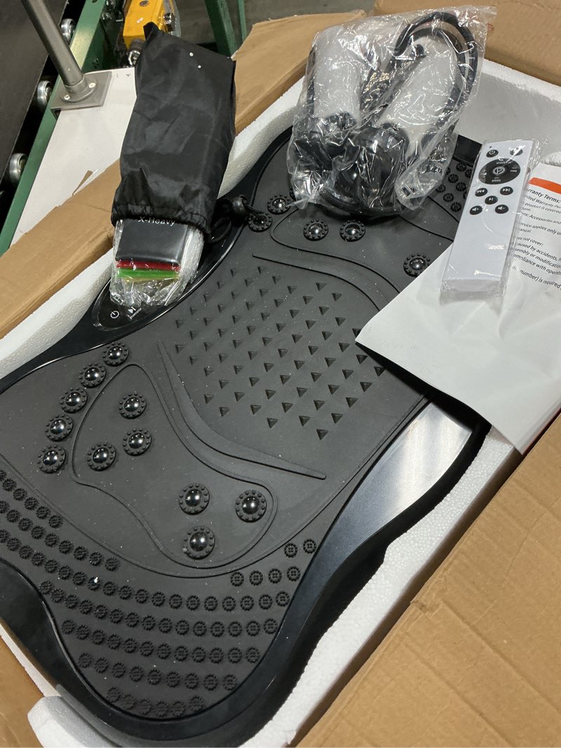 Condition photo showing Good Condition for vibration plate exercise machine, 130 levels full body workout vibrating plate for lymphatic drainage weight loss, 450 lbs capacity shake platform with resistance bands bluetooth for women men