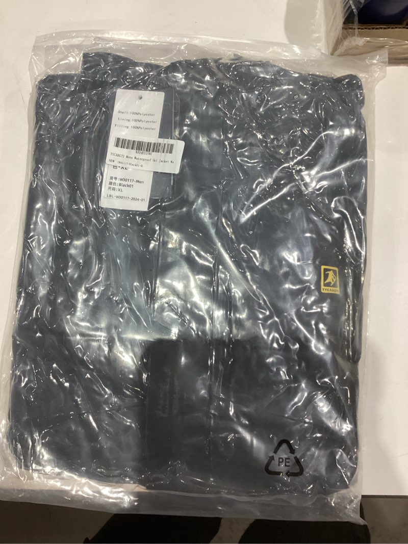 Condition photo showing New/Like New for Men's Warm Winter Coats Waterproof Ski Jacket Windproof Snow Coat Mountain Windbreaker Hooded Raincoat X-Large Black