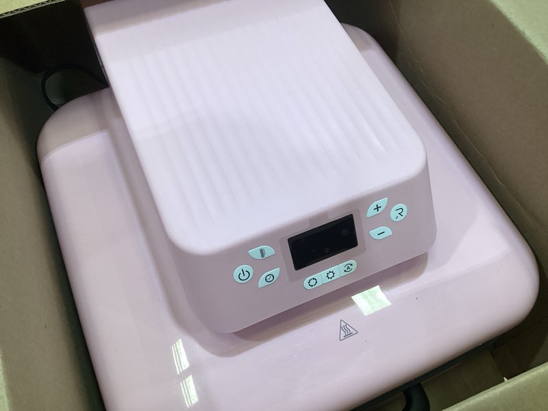Condition photo showing As Is for htvront auto heat press machine for t shirts - heat press 15x15 with auto release - heats up fast & heat evenly, professional heat press machines for htv, sublimation, heat transfer projects pink
