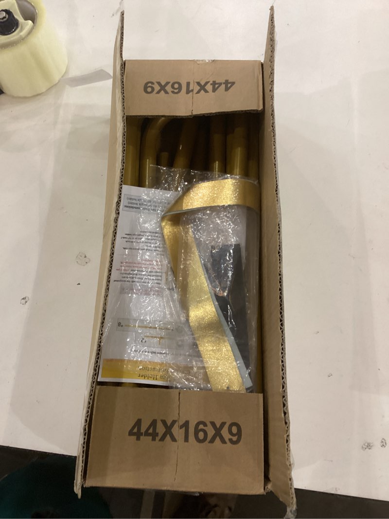 Condition photo showing New/Like New for Wedding Welcome Sign Holder, 68”x31”x 20” Welcome to Our Wedding Sign Adjustable Display Stand with 4 Leather Sign Hanging Straps,Gold Easel Stand Personalized for Baby Bridal Shower Sign Gold 68”x31”x 20”