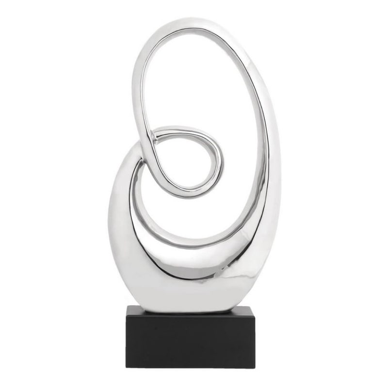 21" Silver Modern Abstract Sculpture 