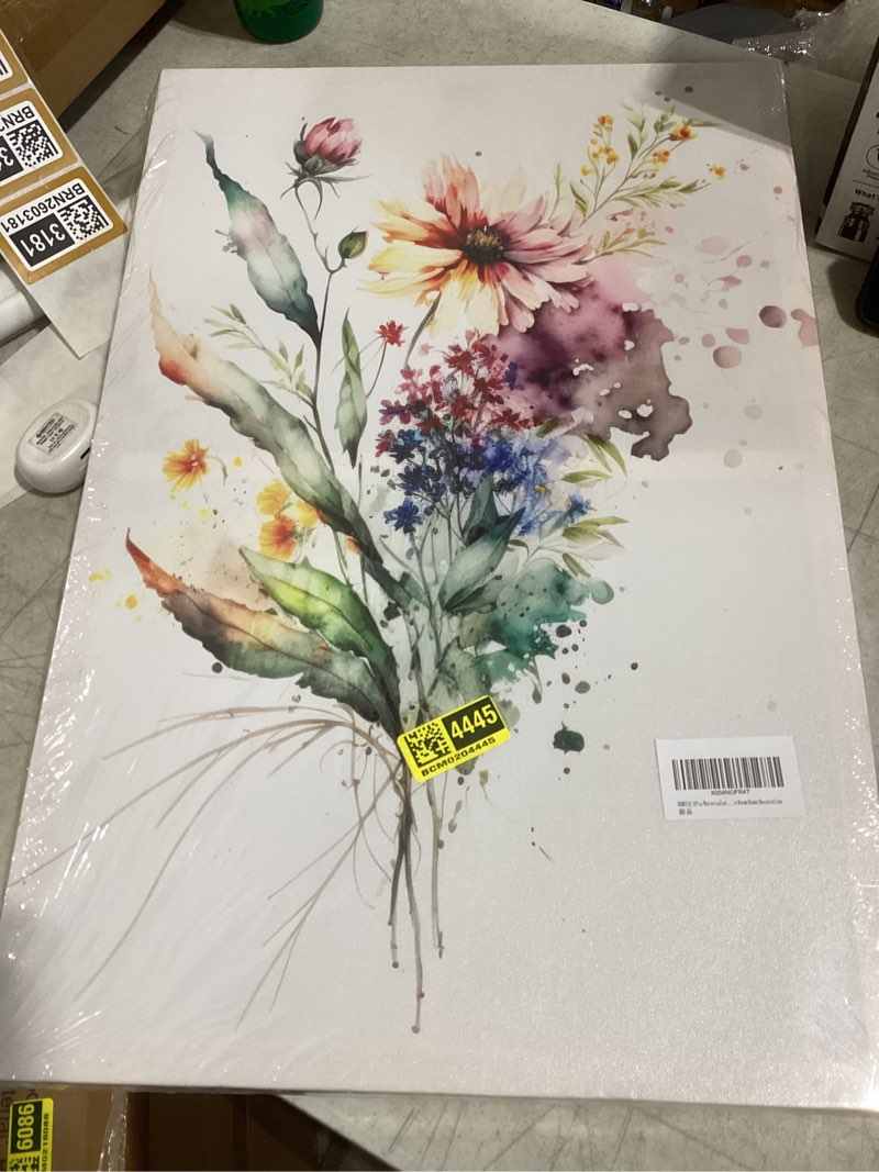 Condition photo showing Good Condition for 3pcs watercolor wildflower canvas wall art modern colorful floral botanical painting pictures wall decor for living room bedromm woman room home decoration