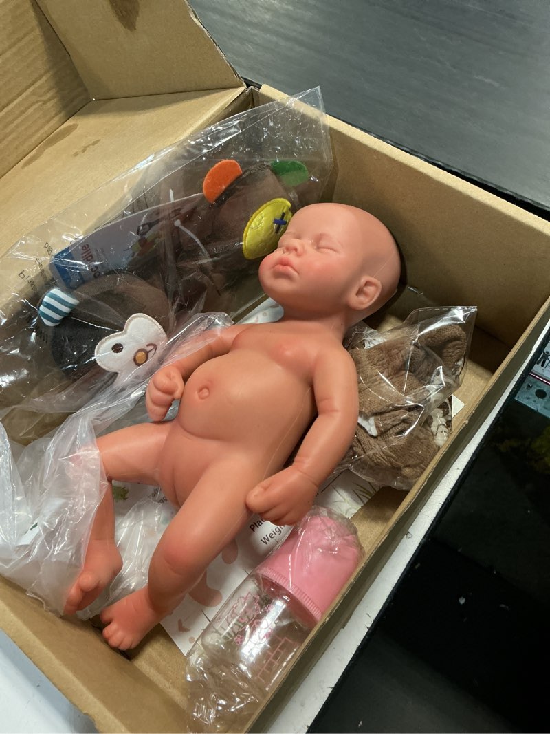 Condition photo showing Good Condition for lifelike reborn baby dolls - 12-inch full silicone newborn, real life baby dolls with realistic veins & sleeping pose - real baby reborn gift set for kids age 3+ olivia-girl-ivory white