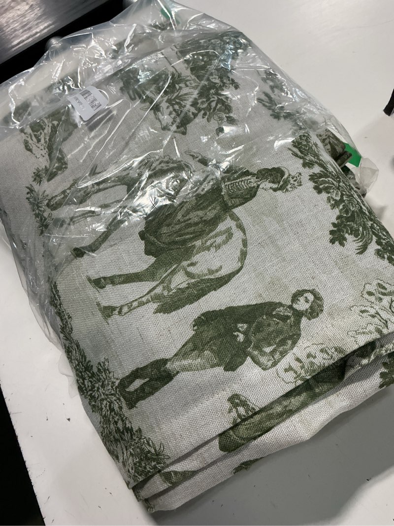 Condition photo showing Good Condition for driftaway 100% blackout toile linen curtains for bedroom double layer farmhouse french country vintage printed pattern thermal sound lined back tab living room drapes 84 inch long 2 panels loden green
