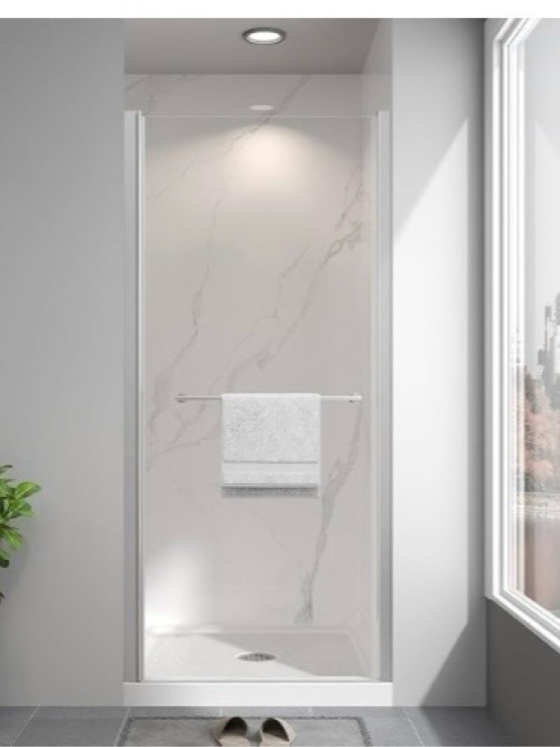 easyworc frameless pivot shower door 30\"-32\" w x 72\" h, with nano explosion-proof film tempered glas