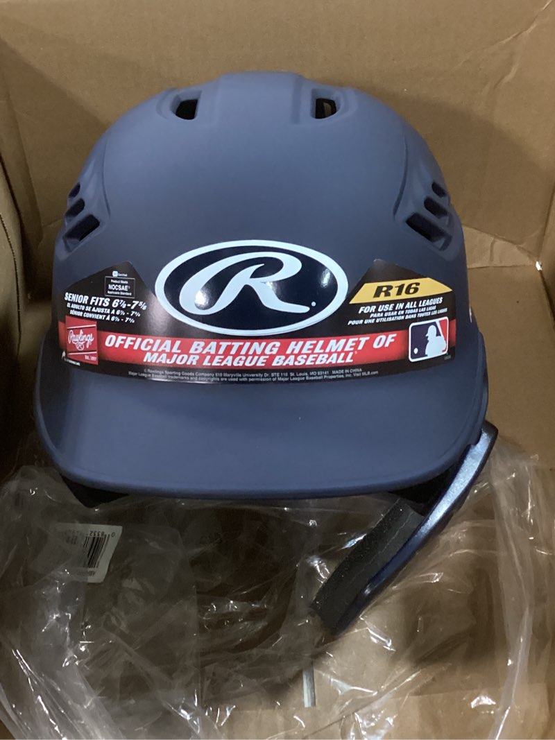 Condition photo showing Good Condition for rawlings r16 velo reversible ext batting helmet | reversible face guard matte navy senior (6 7/8" - 7 5/8")