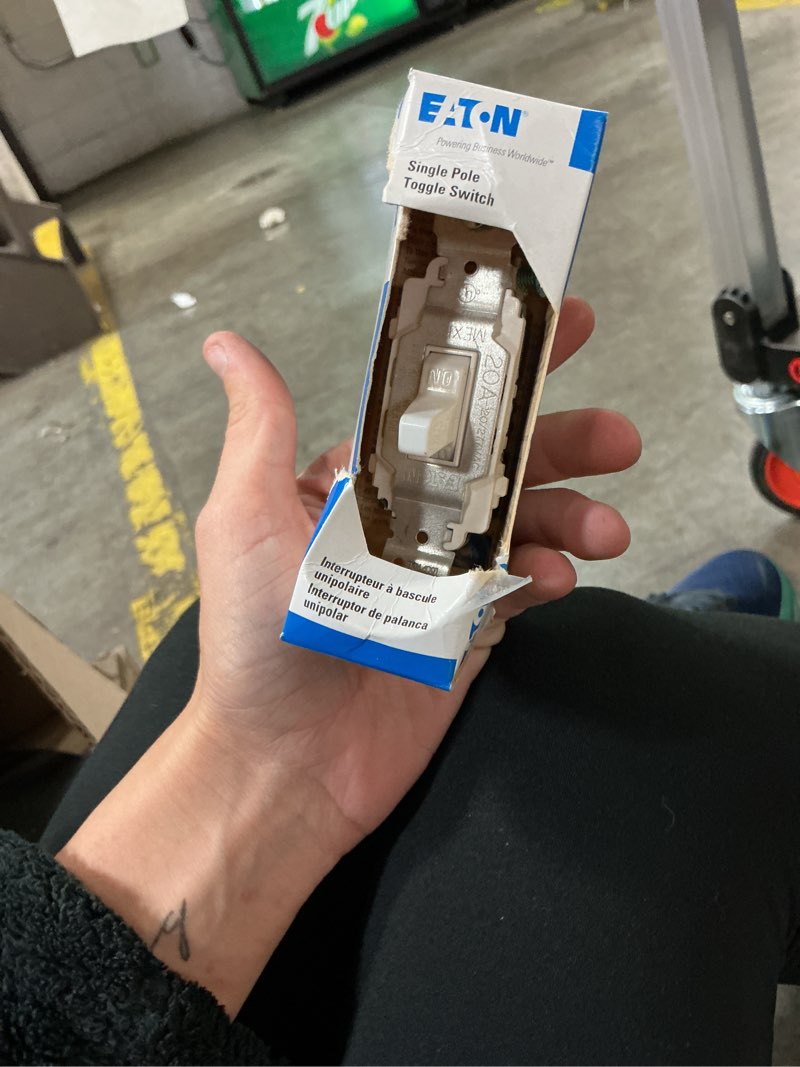 Condition photo showing Good Condition for eaton 20-amp single-pole toggle light switch, white