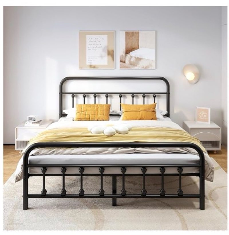 Vengarus Metal Bed Frame,Queen Size Bed Frame with Headboard,Structurally Stable, Heavy Duty Steel S