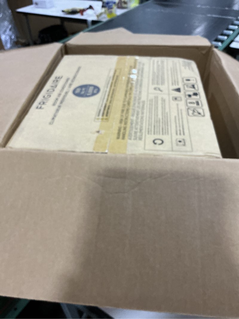 Condition photo showing New/Like New for frigidaire 5,000 btu window-mounted air conditioner, cools up to 150 sq. ft., quiet operation, effortless temperature control, 2 fan speeds, auto restart, white 5,000 btu mechanical controls