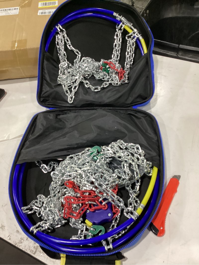 Condition photo showing Good Condition for auto fixing snow chains for pickup trucks & suvs, heavy duty tire chains with self-tensioning, quick install emergency traction chains for car tires 265 275 285 305, set of 2 (hyr-b)