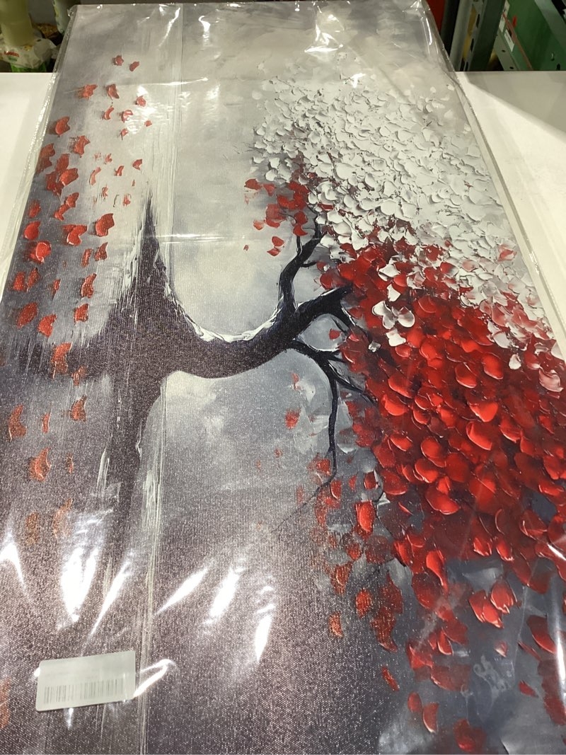 Condition photo showing Good Condition for gyjaghl tree of life wall art nature vivid red and white tree of life abstract textured bigtree panoramic landscape artwork living room bedroom decor? 20" x 40"?