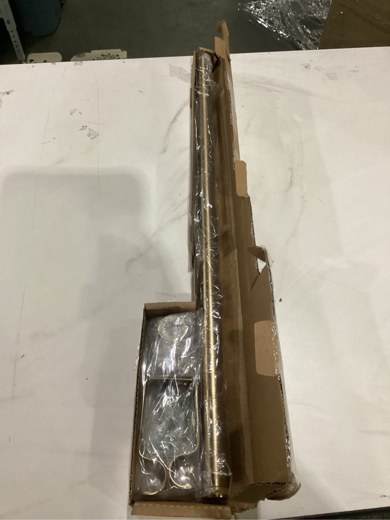 Condition photo showing Good Condition for ivilon drapery window curtain rod - end cap style design 1 inch pole. 28 to 48 inch color warm gold 28 to 48 in.