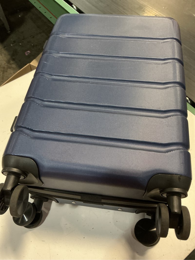 Condition photo showing Good Condition for newbulig 20 inch carry on luggage, abs hard shell lightweight rolling expandable suitcase with double spinner wheels & tsa lock, travel suitcase for business trips and short vacations, blue blue 20 inch