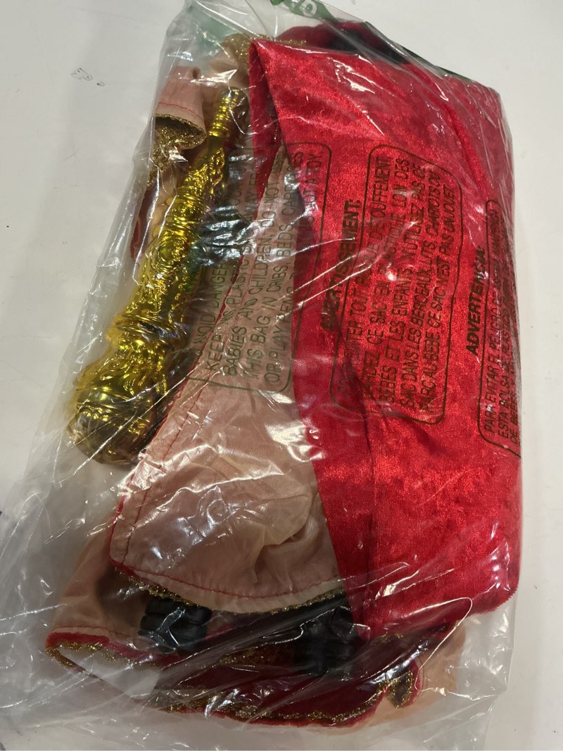 Condition photo showing Good Condition for kids king costume set - crown, robe, scepter - halloween 3-piece red size m/41inch