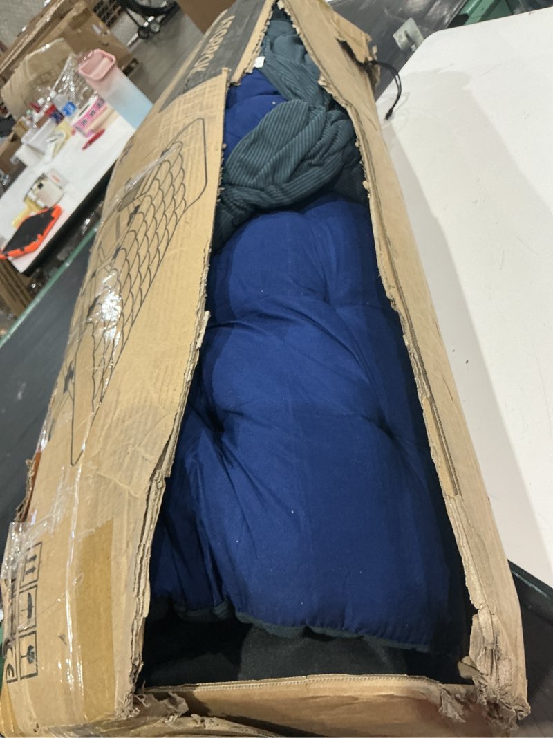 Condition photo showing As Is for atorpok camping cot for adults with cushion comfortable, portable folding bed for sleeping supports 450 lbs (blue)