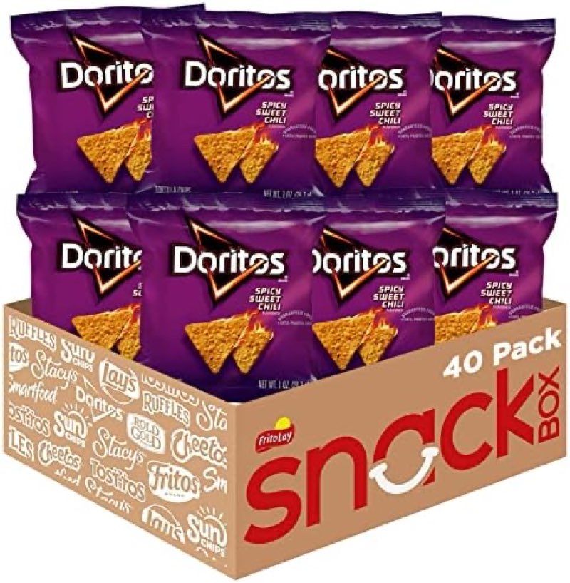 doritos flavored tortilla chips, spicy sweet chili, 1 ounce (pack of 40) bb: 07/29/2025