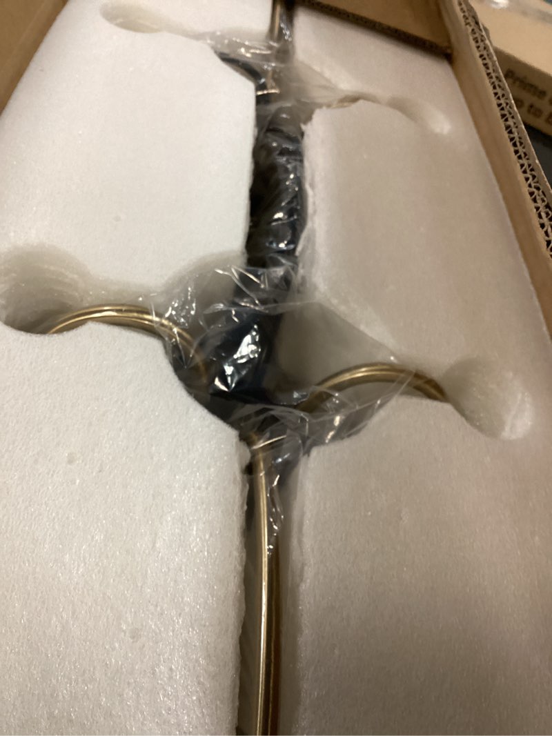 Condition photo showing New/Like New for 6 lights rectangular chandelier, black and gold linear chandelier rectangle pendant light fixture, modern chandeliers for kitchen island dining room over table l-30''