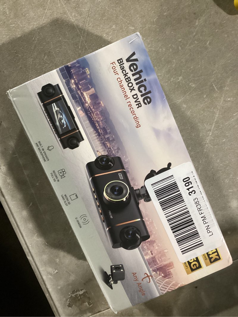 Condition photo showing New/Like New for 360° dash cam front and rear view 4 channel dash camera fhd 2k+1080px3 for car, inside/back 170°+2x150°+170° wide angle, 8 ir lamps night vision,wifi,gps, app,g-sensor with 64gb card,24/7 parking mode