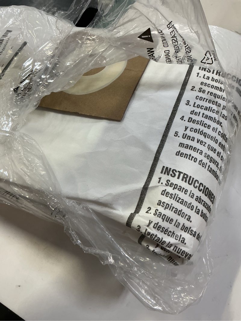 Condition photo showing New/Like New for 12 pack 23743 vf3502 vacuum bags compatible with ridgid 12 to 16 gallon wet dry vacuums, high efficiency replacement filter bags for model wd1950 wd1956 wd1850 wd1851 rv2400hf wd1450 wd1680 wd1270