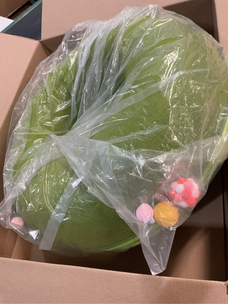 Condition photo showing Good Condition for Large Cat Tunnel Bed for Indoor Cats with 3 Toys, Scratch Resistant Donut Cat Bed, Up to 30 Lbs (L 24x24x11, Green) L(24x24x11) Green