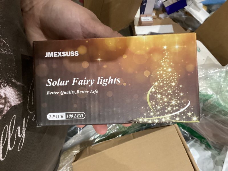 Condition photo showing Good Condition for jmexsuss 2 pack solar string lights outdoor waterproof, each 33ft 100 led solar fairy lights outdoor, 8 modes white christmas light for outside garden tree patio yard wedding christmas decorations white 2 packs