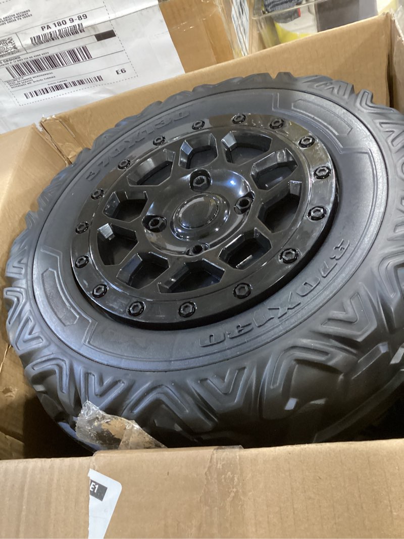 Condition photo showing Good Condition for 2pack 37cm/14.5'' eva soft compound alligator tire for kids ride on car power wheels tires&wheels upgrade,1.6cm/0.63in aperture front/rear gator wheel for suv/utv/atv jeep replacement parts grey wheel hub