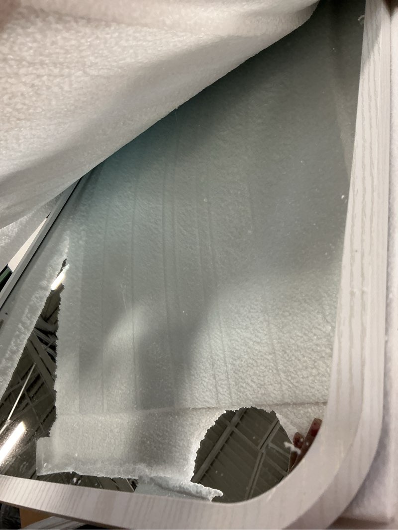 18 x 26 inch Bathroom Mirror Wall Mounted Vanity Makeup Framed Wood White Large Mirrors with Rounded