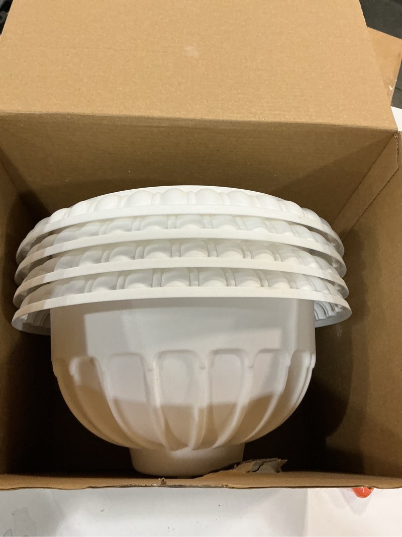 Condition photo showing Good Condition for Zhehao 4 Pcs Classic Urn Planter 12 x 10 Inch Plastic Outdoor Traditional Urn Pedestal Flower Pots Outdoor Large White Planters Indoor for Garden Patio Front Porch