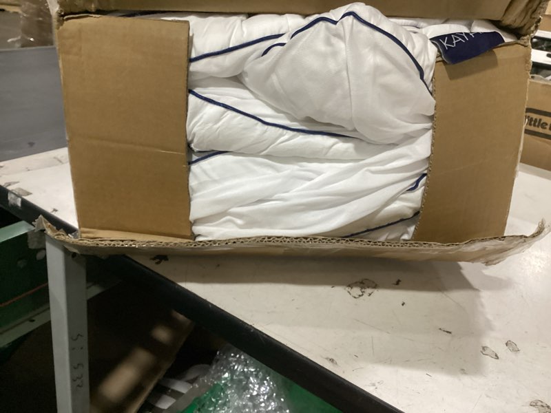 Condition photo showing As Is for ohgeni cooling 5 inch full size dual layer mattress topper, 3 inch egg crate gel memory foam, 2 inch pillow top pad, bedroom essentials mattresses cover, extra comfortable sleep and back pain relief full 5'' extra 1in foam – plush support