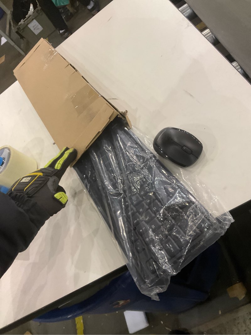 Condition photo showing As Is for Amazon Basics 2.4GHz Wireless Keyboard and Mouse Combo, Quiet and Compact US Layout, Unifying USB Receiver, Black