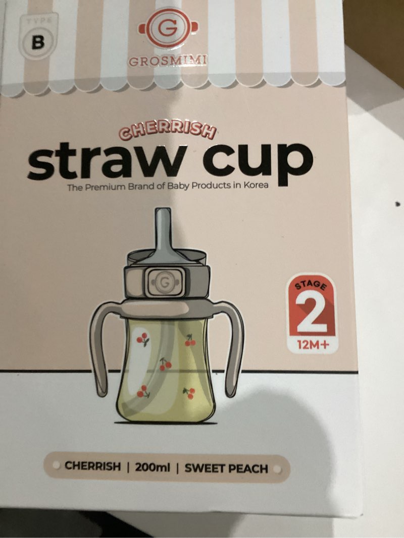 Condition photo showing Good Condition for GROSMIMI Flip Top Spill Proof Sippy Cup, PPSU, BPA Free, 6 oz, Stage 2 Straw for Toddlers (Cherry)
