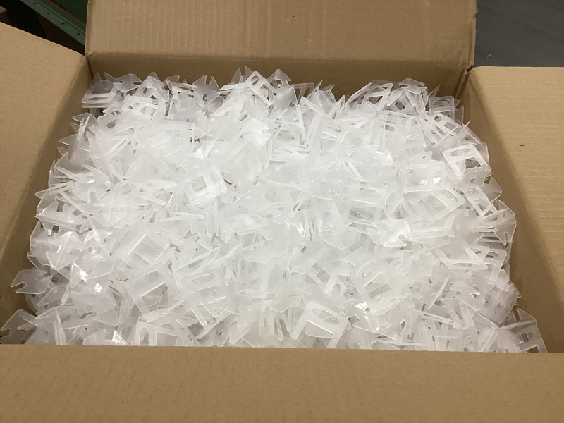 Condition photo showing As Is for tile leveling system clips 1/16" tile leveler clips 1.5mm 2000 pcs diy tile leveler spacers for professional ceramic tile and stone installation 2000 tile clips