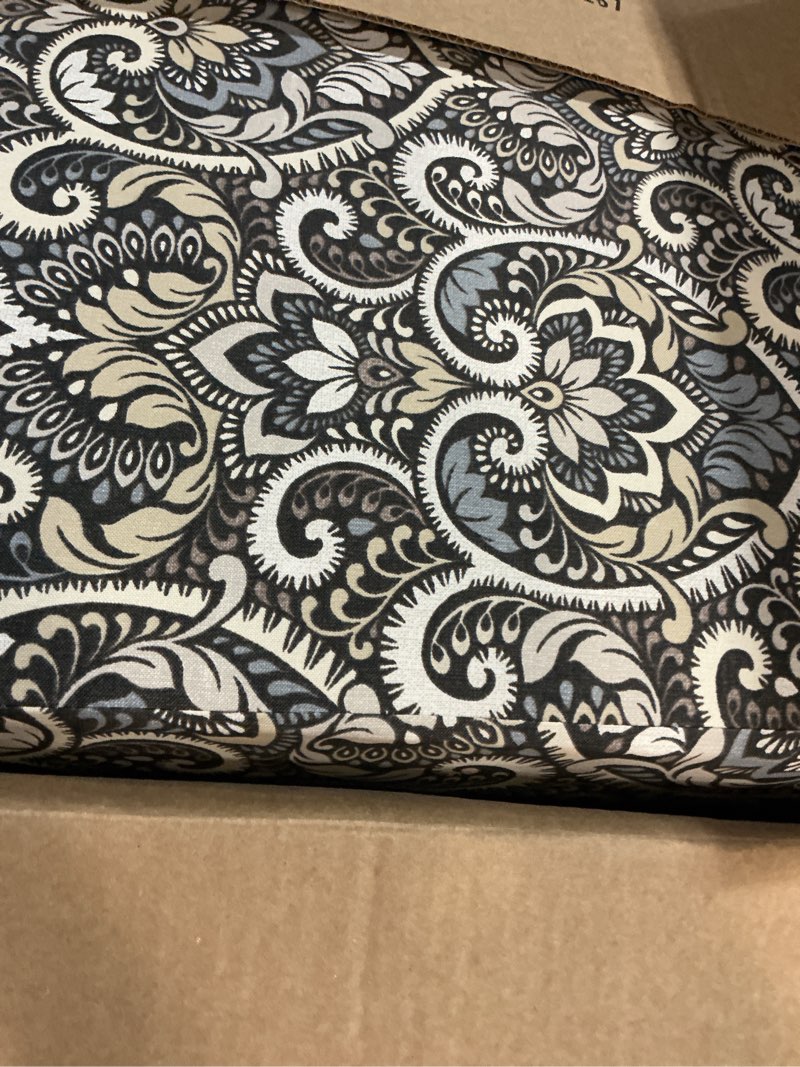 Condition photo showing Good Condition for arden outdoor deep seat cushion set (4-pack), 24 in x 24 in, weather-proof, rain-proof, fade resistant patio cushion for chair, sofa, and couch black aurora damask polyfill black aurora damask 4 pack