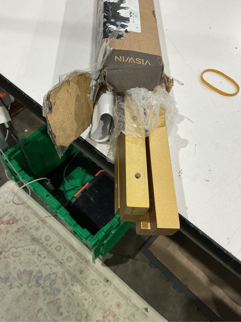 Condition photo showing Good Condition for viswin upgraded 63" gold wooden easel stand for sign, tripod easel for wedding sign stand, welcome board, poster, picture, canvas art easel floor with tray for display & painting