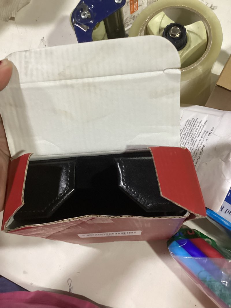 Condition photo showing As Is for dacasso black bonded leather memo holder, 4-inch by 6-inch (a1409)