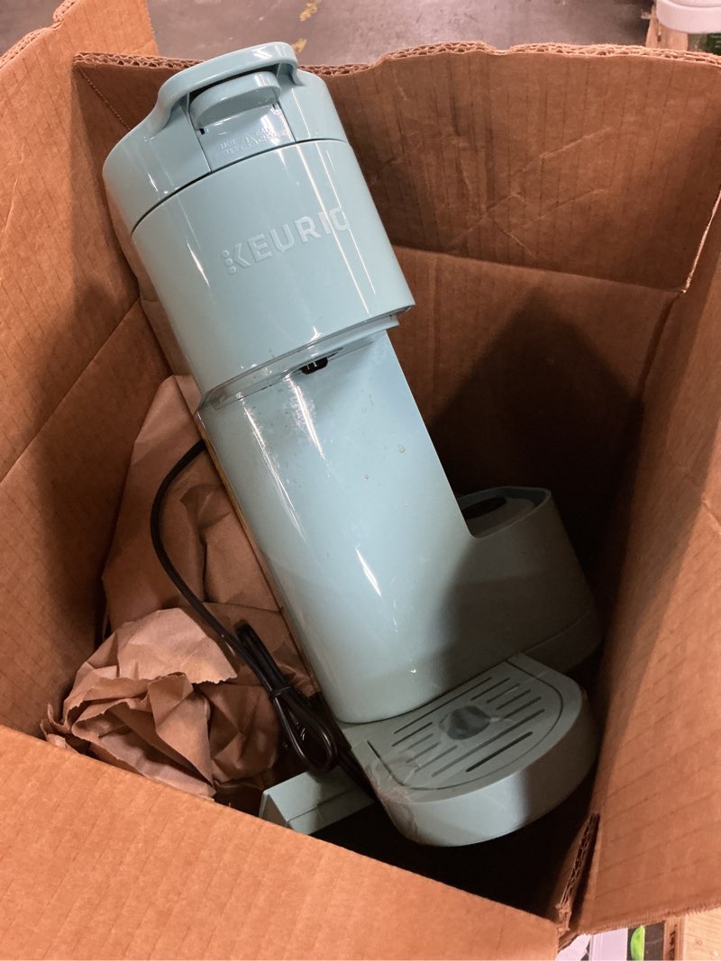 Condition photo showing As Is for keurig k-express essentials seafoam green single-serve k-cup pod coffee maker