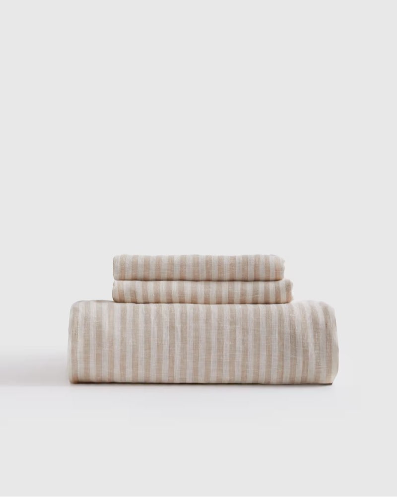 european linen stripe fitted sheet set size: king set: without flat sheet