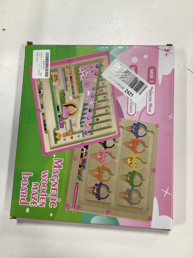 Condition photo showing New/Like New for 2 in 1 Magnetic Color and Number Maze,Montessori Toy for Toddler Girls,Wooden Magnet Balls Puzzles,Toddler Busy Board Game,Preschool Learning Activities (Princess & Ice Cream) 2 in 1-Princess & Ice Cream