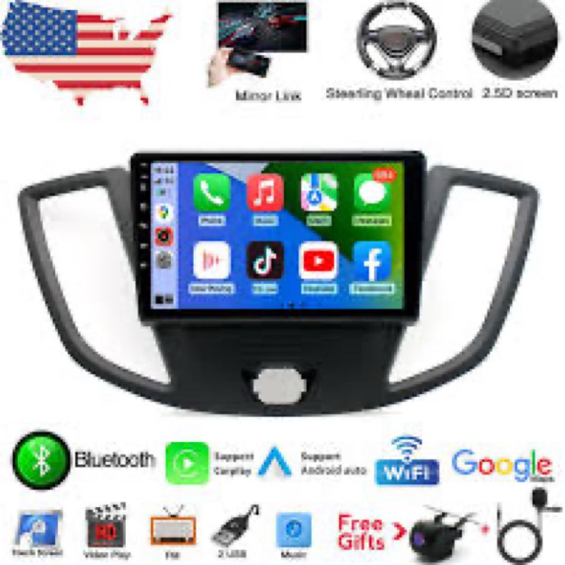 Android 13 Car Stereo Radio Fit for Ford Transit/Custom 2013-2019 with CarPlay &Android Auto, 2+32G,