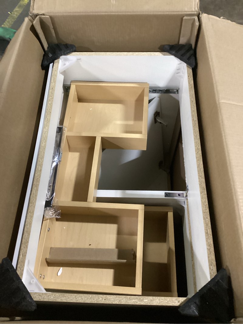 Condition photo showing As Is for style selections cauley 30-in white single sink bathroom vanity with white cultured marble top