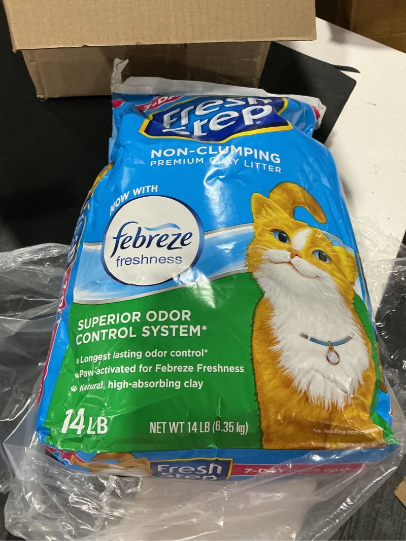 Condition photo showing New/Like New for fresh step non clumping cat litter with febreze freshness, with 7-day odor control, 14lb. bag