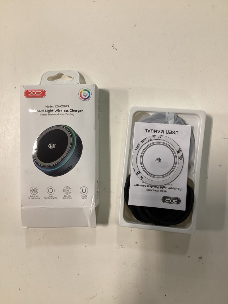 Condition photo showing New/Like New for qi2.2 wireless charger?25w fast charging+instant cooling?,magnetic charger pad with cooling fan,led light phone holder fast charging compatible with iphone17/16/15/14/13/12 series