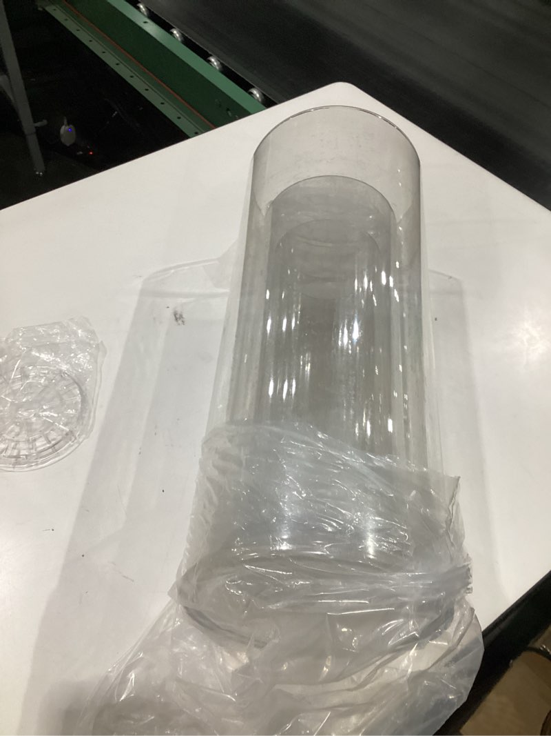 Condition photo showing Good Condition for Extra Large Acrylic Cylinder Clear Vase for Floor, 20 in Tall Big Wide Mouth Plastic Unbreakable Hurricane Flower Vases of 3 for Home Decor (D 8", D 6", D 4.8" + 3 Holder) 3-xxl Clear