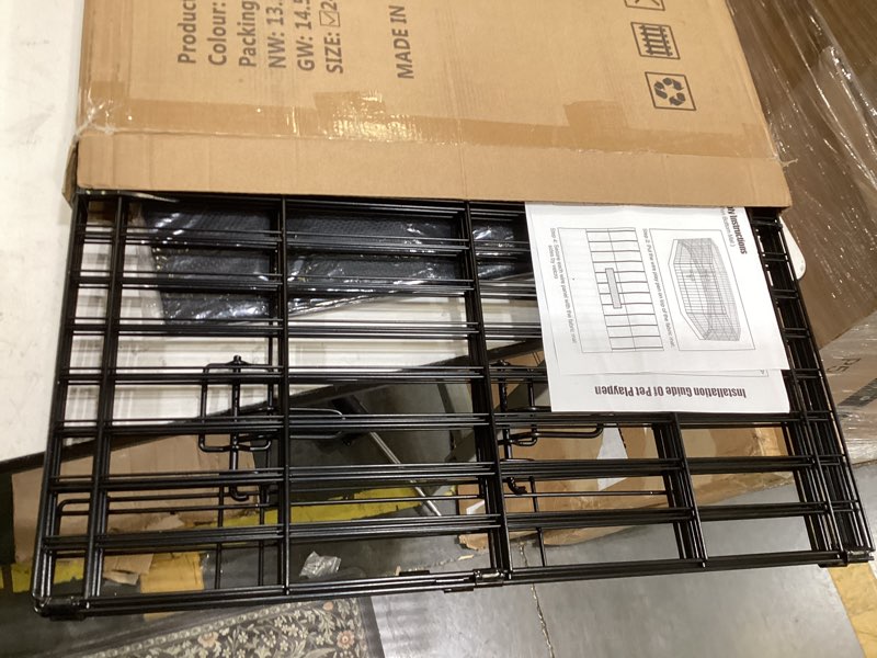 Condition photo showing Good Condition for dog pen pet playpen dog fence indoor foldable metal wire exercise puppy play yard pet enclosure indoor outdoor 8 panels 24 inch with bottom pad/top cover (grey with top cover)