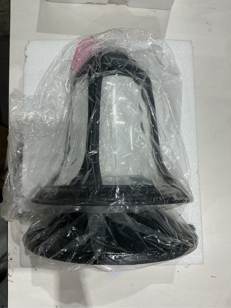 Condition photo showing Good Condition for outdoor pendant light for porch, exterior hanging lantern outdoor chandelier in black finish for entryway, doorway, farmhouse, foyer black with ripple glass