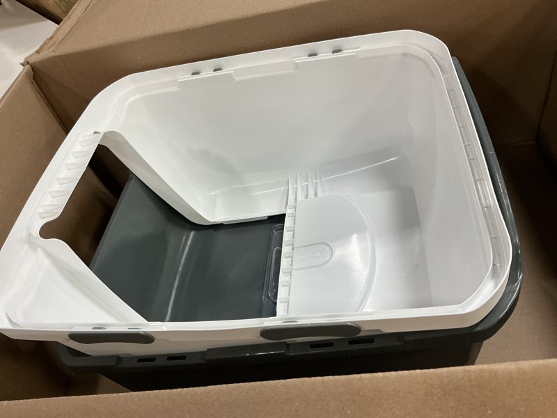 Condition photo showing Good Condition for catit airsift jumbo hooded litter pan, warm gray/white - privacy and easy access for cleaning - ideal for larger or multiple cat households